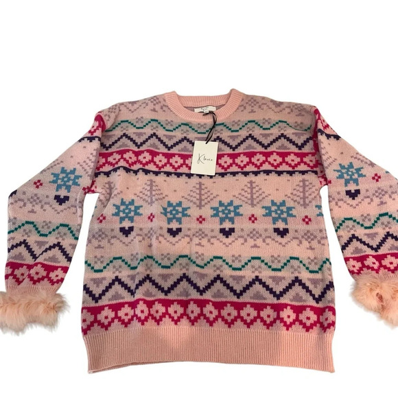 Klesis Winter Wonderland Snow Princess Sweater w/Feather Puff Cuffs Size M/L NWT - Picture 2 of 8